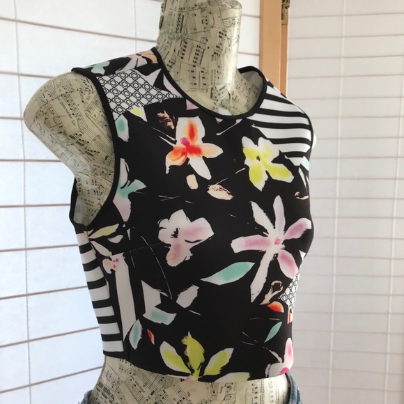 Clover Canyon Tops - Sz Small Clover Canyon floral & stripes scuba top